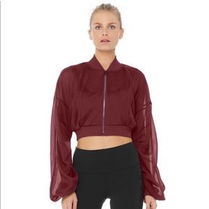 ALO YOGA Mesh Field Crop Jacket in Black Cherry